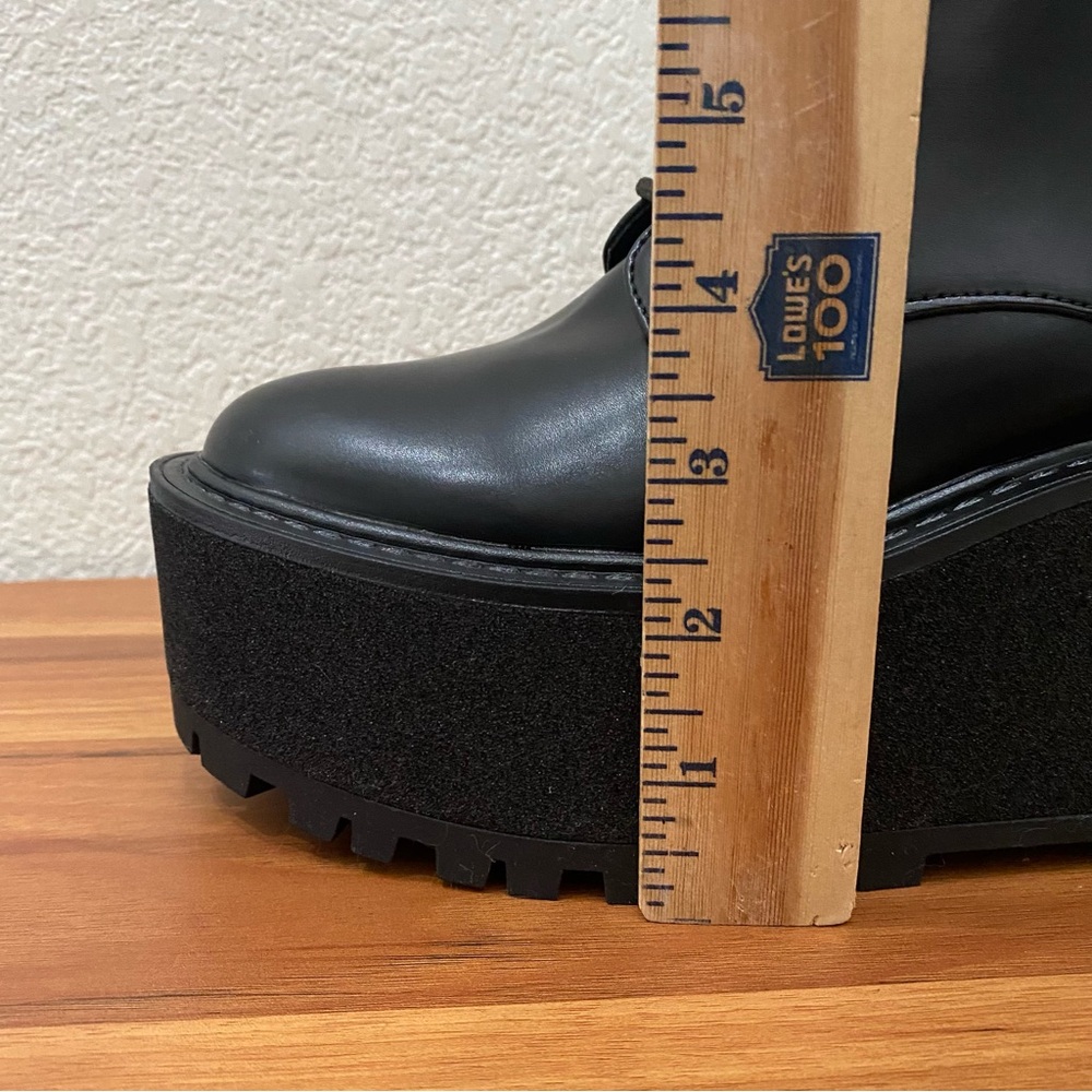 CIRCUS by Sam Edelman SLATER Black Faux Leather Lace-up Platform Combat Boots 8 - Picture 9 of 16